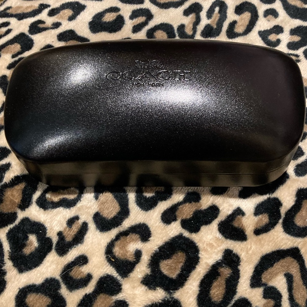 Jumbo Coach Black Leather Eye Glasses/Sunglasses Case w/Cleaning Cloth- NWOT